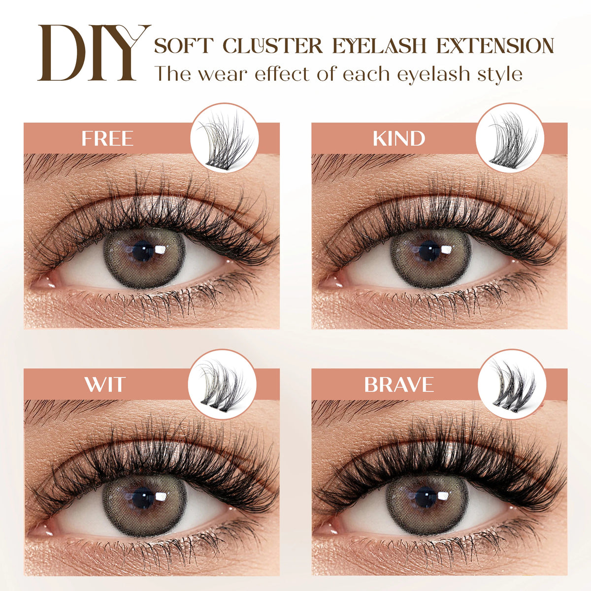 Natural Fluffy Lash Clusters Set