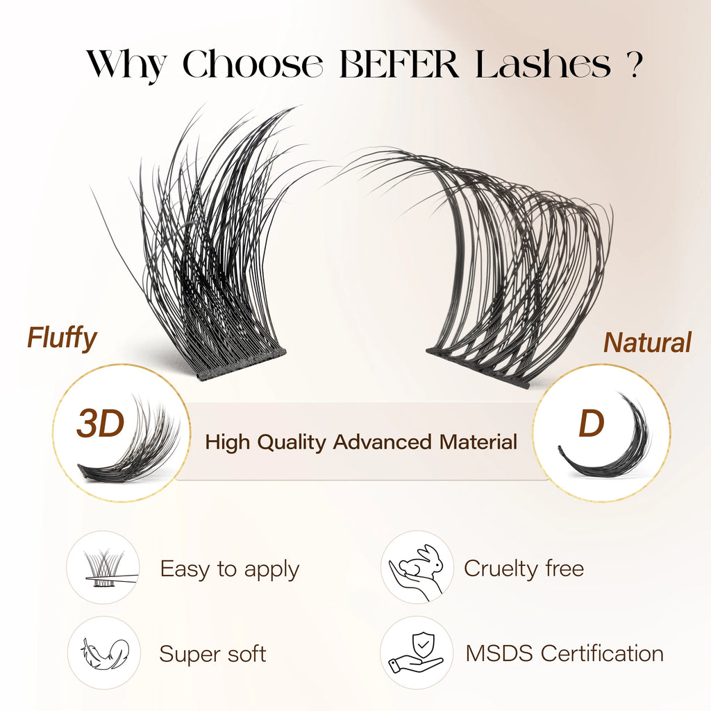 Natural Fluffy Lash Clusters Set