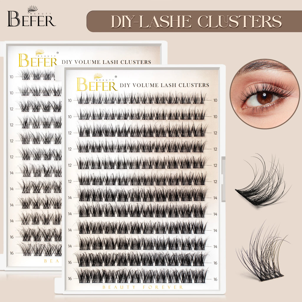 Natural Fluffy Lash Clusters Set